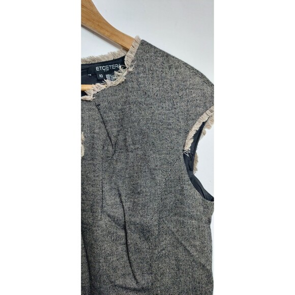 Etcetera Women's Size 10 Dress Gray Midi Wool Blend Bow Fringe Simple - Picture 4 of 9